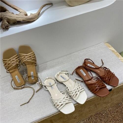 Summer Cross narrow band gladiator sandals women slippers flat beach shoes female sandales hollow out weave sandalias mujer 2021