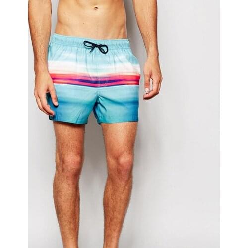 Sexy stripe male vacation beach leisure shorts briefs board surf shorts men swimwear sunga swimsuit swim sport swim wear