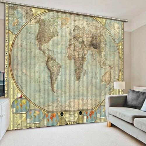 Morden map curtains Curtain Decoration 3D Brief tree Curtains For Bedroom Living room Polyester Room Curtain