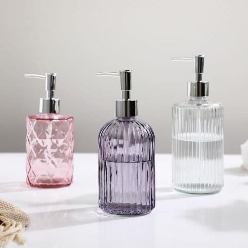 Glass Hand Sanitizer Soap Dispenser Bathroom Shampoo Liquid Hand Soap Bottle With Stainless Steel Pump