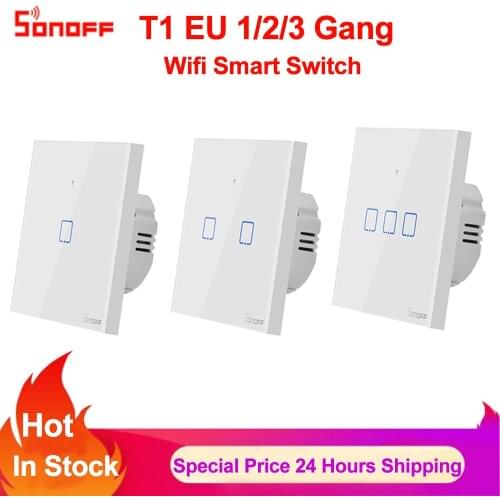 Sonoff TX T2 EU 1 2 3 Gang Smart Wifi Switch Smart Home Remote Control RF Wall Touch Light Switch Works with Alexa Google Home