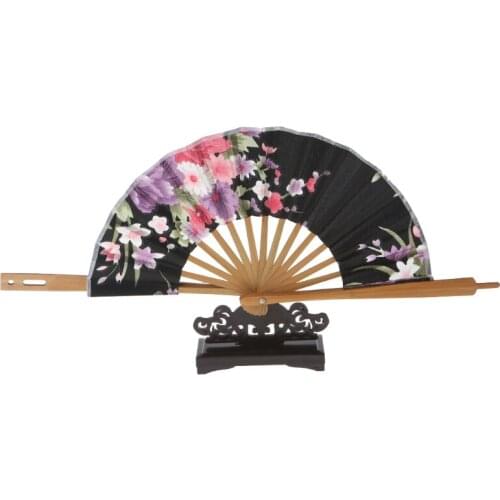 Vintage Art Style Folding Fan Stand Display Base Holder Home Office Table Decor