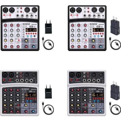 Computer Playback Phantom Power Delay Repaeat Effect 4 Channels Audio Sound Mixer Bluetooth USB Record Sound Card with 16 DSP