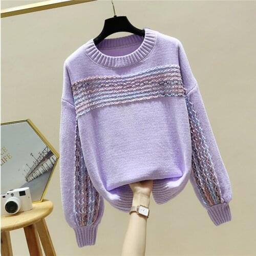 Knit Jumper Loose Casual Women Clothes 2021 Autumn Winter Thick Oversize Sweater Pullover Female Long Sleeve o Neck Striped
