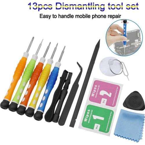 High Quality 14 in 1 Opening Tools Screwdriver Repair Mobile Phone Disassemble Kit Set for iPhone Samsung Hand Tool with wipes