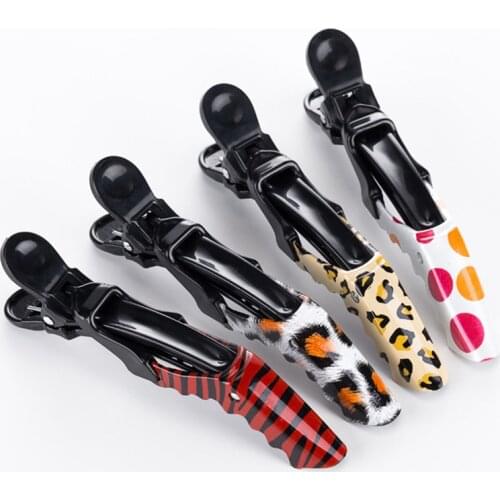 Hydrographics Transfer Printing Leopard Pattern Clip Hair Partition Hairpin Duck Clip Alligator Clip Hairdressing Tool E928
