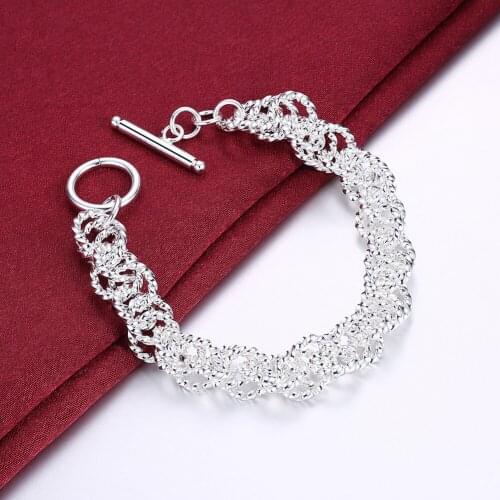 Hot fashion brand jewelry beautiful Shiny twisted circle chain 925 sterling silver Bracelet for woman Wedding party Holiday gift
