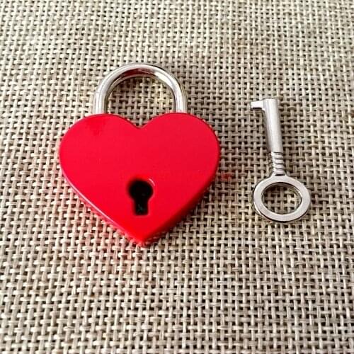 1Pcs Mini padlock luggage hardware heart-shaped love lock security anti-theft padlock buckle light golden lock