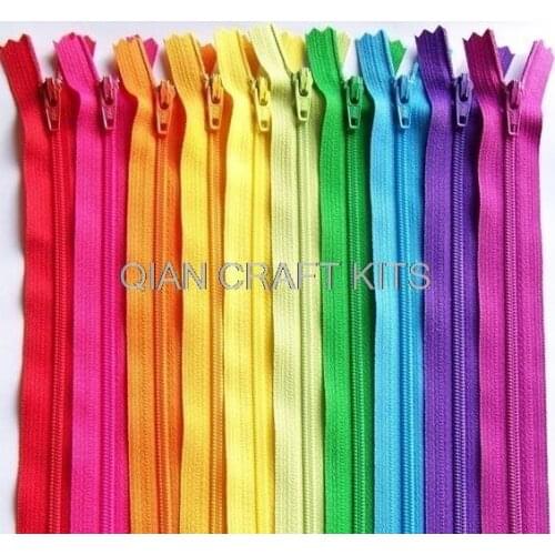 100pcs 7.5 Inch zipper 23cm full length mixed colors zipper sampler pack mixed bright and vibrant colors or you pick