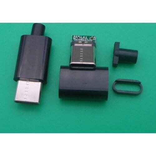 100PCS/LOT DIY USB 3.1 Type C 2.0 Male jack Plug Welding Type USB-C 4 in 1 PCB Connector Black White