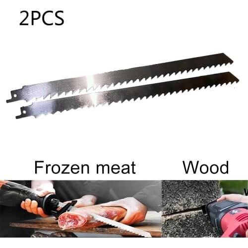 2Pcs 300mm Meat Bone Ice Cutting Reciprocating Saw Blade Stainless Steel Meat Saws Cutter For Cutting Frozen Meat Ice Wood Metal