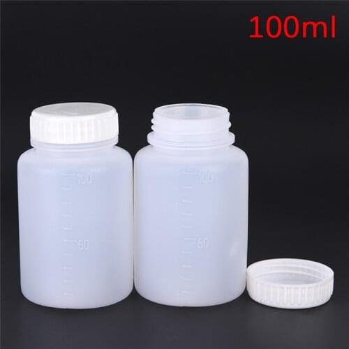 100ml Clear Plastic Cylinder Shaped Chemical Storage Reagent Sample Bottle 2 Pcs