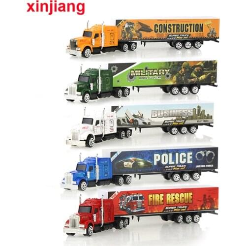 5 Colors Alloy Cargo Truck Model Car Toy Container Vehicle Diecast Model Car For Children Boys Christmas Gifts
