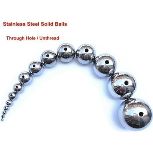 5Pcs Solid Piercing Stainless Steel Balls Dia.3-12.7mm Through Hole Unthreaded Steel Bead DIY Beading Round Ball Accessories