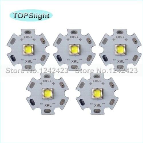5pcs XM-L2 U2 1A White Light xml2 LED Emitter Electronic DIY Parts High Power with 20mm Heatsink