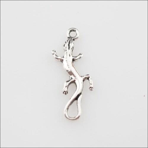 50 New Charms Tibetan Silver Animal Lizard Pendants DIY 8x23.5mm