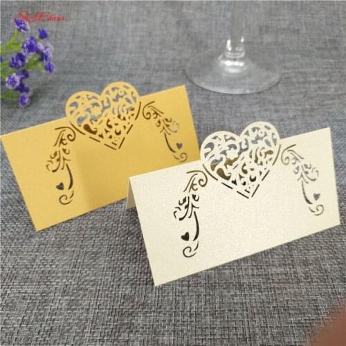 50PCS Laser Cut Table Place Cards Wedding Name Cards Guest Name Place Card Wedding Decoration 7ZSH928-50