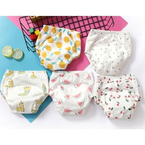 6Layers Crotch Baby Cotton Diapers Reusable Training Pants Panties Cloth Nappies Changing Washable Infants Children Underwear