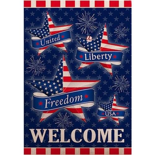 60% Hot Sale Bright-colored Flag Exquisite Flax Stars Stripes Pattern Festive Banner for Home