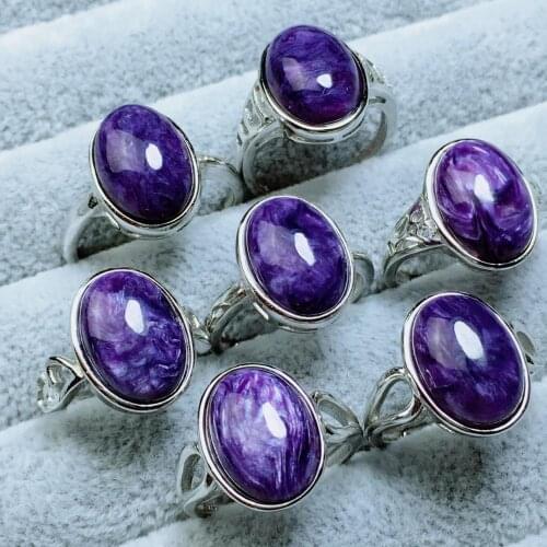 AAA LOOSE BEADS s925 Charoite purple ring wholesale for DIY jewelry one size