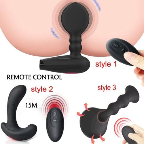 Wireless Remote Inflatable Anal Plug Vibrator Suction Cup Dildo Men Prostate Massage SM Anal/vaginal Dilatormasturbation SexToy