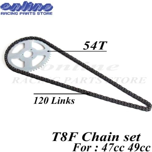 T8F chain and 54T Chain plate for mini moto atv quad 2 stroke 47cc 49cc motorcycle engine parts accessories free shipping