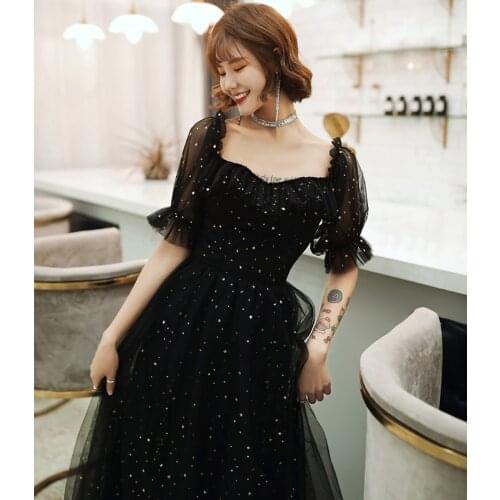 Bubble sleeve black sequin stars fairy court ball gown royal Medieval Renaissance Victorian dress Belle ball