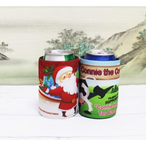 200pcs Christmas Print Logo Stubby Coolers Party Gifts Promotional Stubby Holder Dye Sublimated Neoprene Can Cooler Stubbie