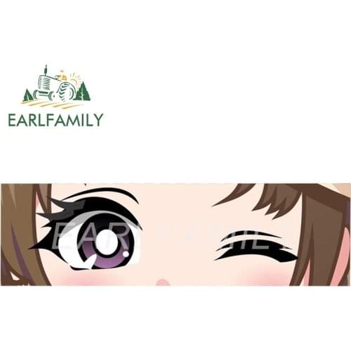 EARLFAMILY 15cm x 4.5cm Anime Mamako Eye Slap Car Sticker JDM Auto Helmet Motorcycle Decal Classic Cartoon Peek Girl Eyes