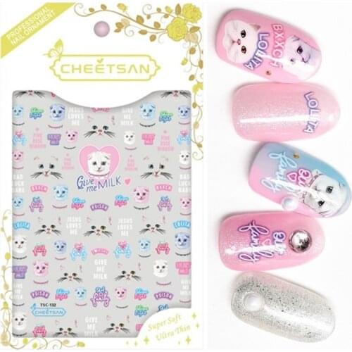 TSC-132 cute CATS series big size 3d nail art stickers decal cheetsan brand template diy nail tool decorations