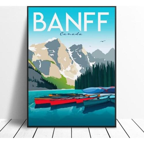 Banff Travel Canvas Print Wall Art Poster Picture Modern Minimalist Bedroom Living Room Decoration No Frame
