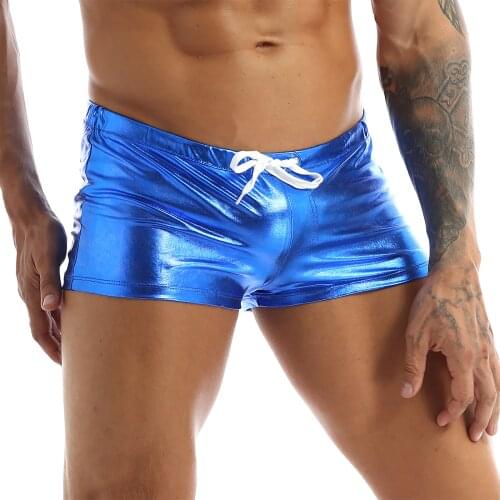 IEFiEL Hot Mens Male Shiny Metallic Casual Fashion Party Holographic Shorts Boxer Shorts Clubwear Costumes Men Knickers