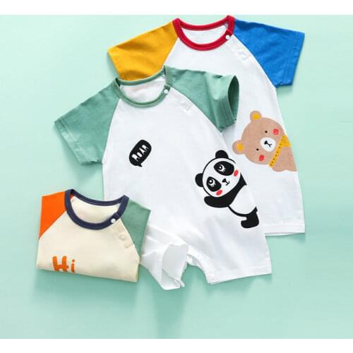 Newborn baby onesies summer thin short-sleeved baby air-conditioning clothes cartoon newborn clothes outing clothes summer