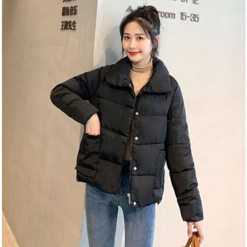 New Style Winter Womens Duck Down Jackets Short Autumn White Lady Thick Collar Green Outerwear Black Female Loose Parkas Coats