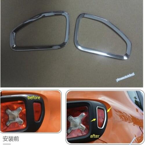 Lapetus ABS Chrome Rear Trunk Tail Lights Lamps Frame Cover Trim 2 Pcs Fit For Jeep Renegade 2015 2016 2017 2018 2019 2020