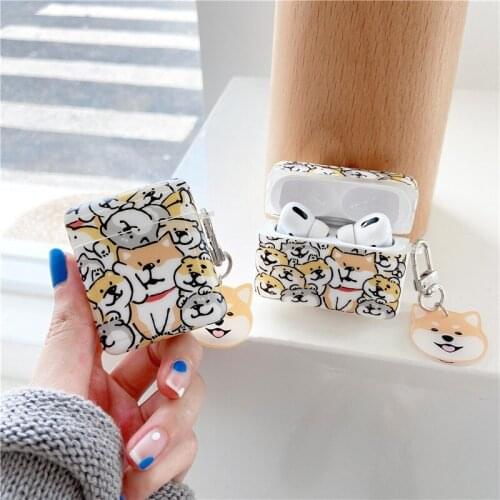 Cute Cartoon Corgi Dog Earphone Cases For Airpods 2 1 Pattern Soft TPU Headphone Cover for Airpods Pro 3 Coque with Ornaments