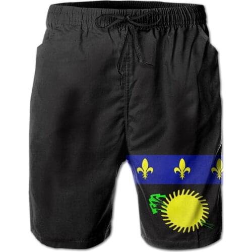 Summer Men Beach Short Breathable Quick Dry Graphic Loose Drapeau Noir De Guadeloupe Hawaii Printing Pants