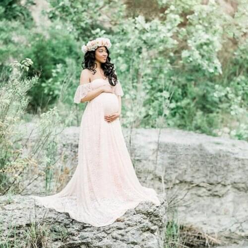 New Long Maternity Photography Props Pregnancy Dress Photography Maternity Dresses For Photo Shoot Pregnant Dress Lace Maxi Gown