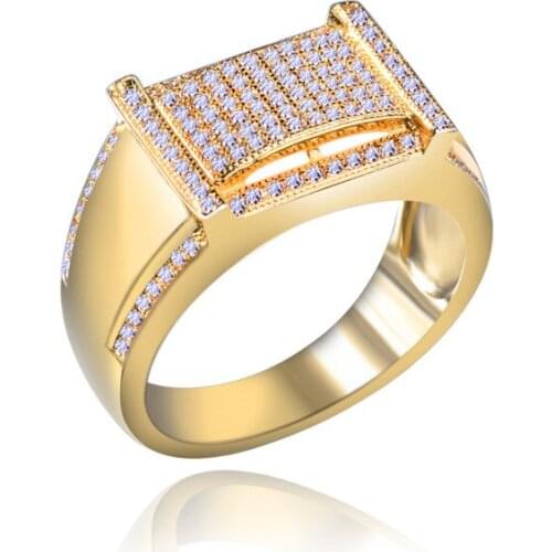 OTIY S925 Mens Ring Hip Hop Iced Out High Quality Micro Pave CZ Finger Rings For Men Jewelry