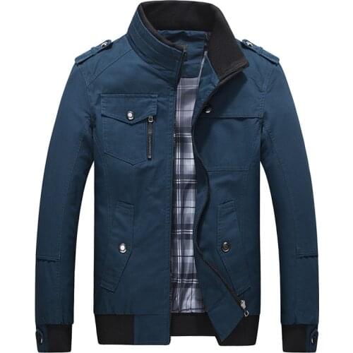 Casual mens jacket Spring autumn mens loose Standing collar Army Military coats male patchwork Solid color zipper outwear Top