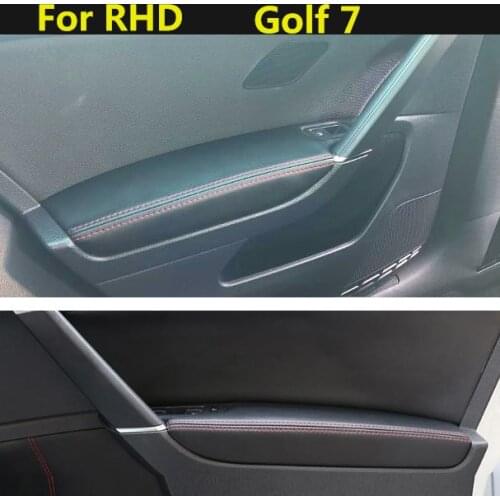 RHD Right rudder driving For Golf 7 (2014 2015 - 2018) Microfiber Front / Rear Door Panel Armrest Leather Cover Protective Trim