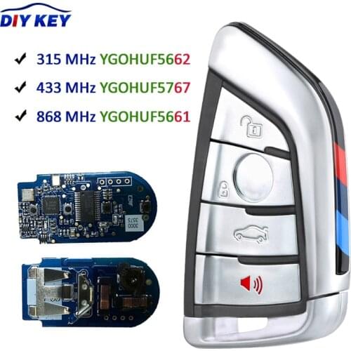 DIYKEY Blue Board 4 Button Modify Remote Key 315MHz YGOHUF5662,433MHz HUF5767,868 MHz HUF5661 for BMW CAS4 F/FEM 3/5/7 Series