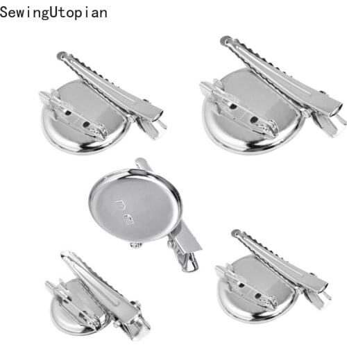 40PCS 20/25/30/35MM Multi Sizes Garment Silver Safety Pin Jewelry DIY for Brooch Buckles Hair Brooch Round Back Base with Clips
