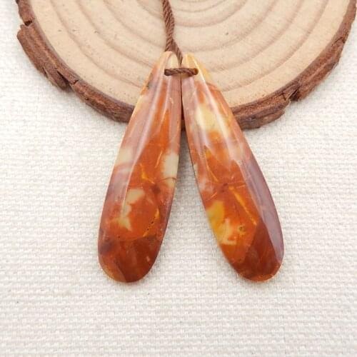 Natrual Stone Water Drop Shape Orbicular Rhyolite Birds Eye Earrings 40x11x5mm 6g semiprecious stone Trendy Jewelry Earrings