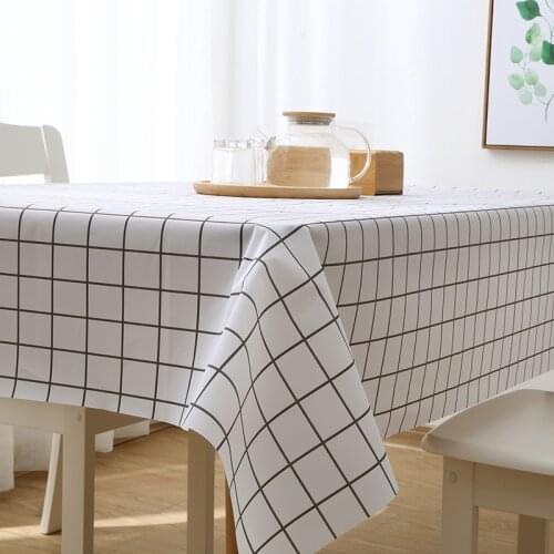 Grid Cloth Waterproof and Hot Oil Rectangular Small and Pure and Fresh Household Disposable Tablecloth Northern Wind