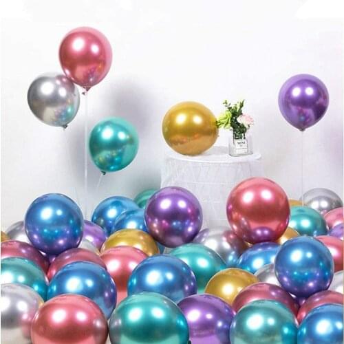 50pcs 12inch Glossy Metal Pearl Latex Balloons Thick Chrome Metallic Air Globos Balloon Baby Shower Wedding Birthday Party Decor