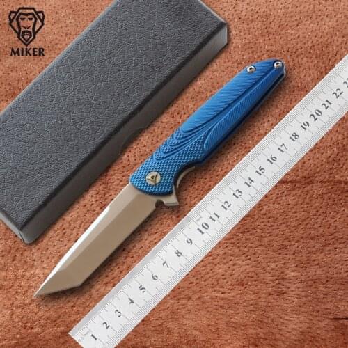 MIKER Flipper Bearing Folding Knife D2 Blade,ALU SHEET Handle,Camping Hunting Survival Kitchen Knives Outdoor EDC Tools