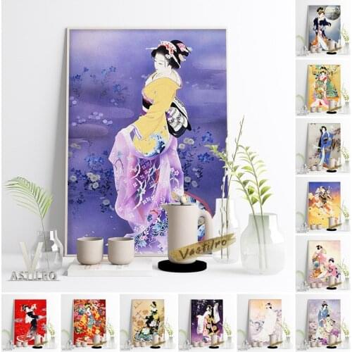 Haruyo Morita Tradition Kimono Ukiyoe Exhibition Poster Beauty Painting Wallpaper Japan Sushi Restaurant Wall Picture Home Decor