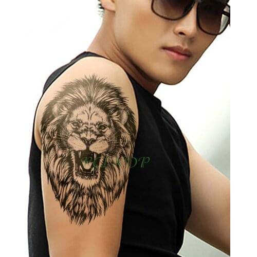 Waterproof Temporary Tattoo Sticker Lion King Open Mouth Animal Tatto Flash Tatoo Fake Tattoos Hand Leg Arm for Kids Men Women