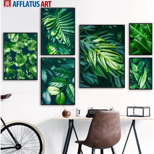Green Plants Palm Monstera Big Leaf Wall Art Print Canvas Painting Nordic Posters And Prints Wall Pictures For Living Room Decor